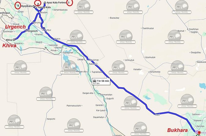 Transfer from Khiva to Bukhara by Fortresses - Audio guide and driver arrangement